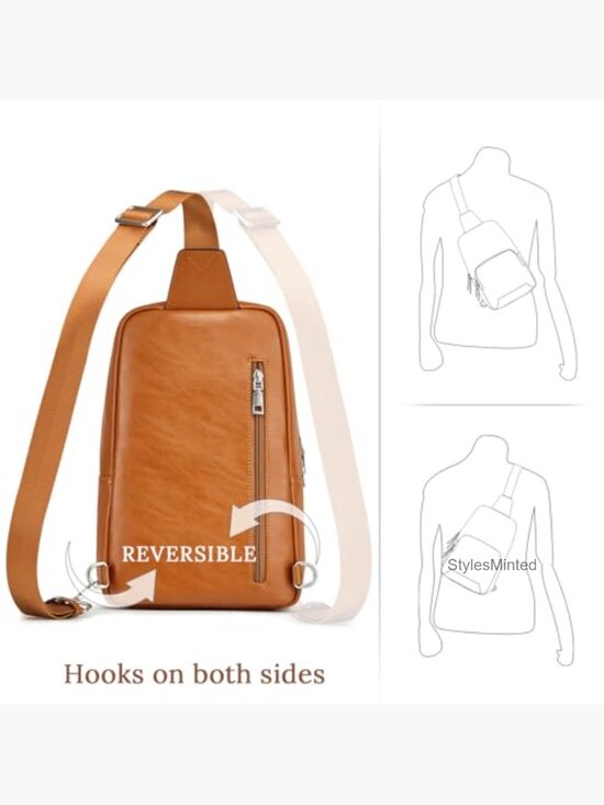Genuine Leather Sling Bag Crossbody Backpack RFID Blocking Travel Daypack Chest main image 5
